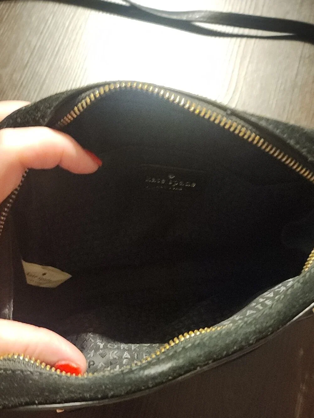 kate spade Black Pebble Leather Crossbody Satchel with Gold Accents